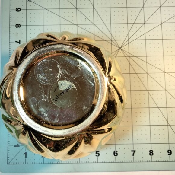 Gold Ornament Shape Vase Planter Pot Textured Ceramic - Picture 5 of 7